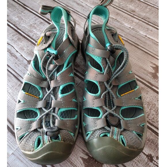 Keen Whisper Closed Toe Hiking Sandals in Gray/Teal Women's US 8 Fisherman Style - Picture 2 of 8